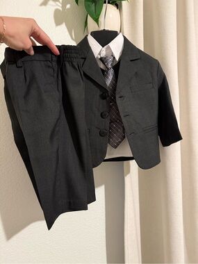 Boys Black Dress Jacket with Tie - Formal Kids Blazer